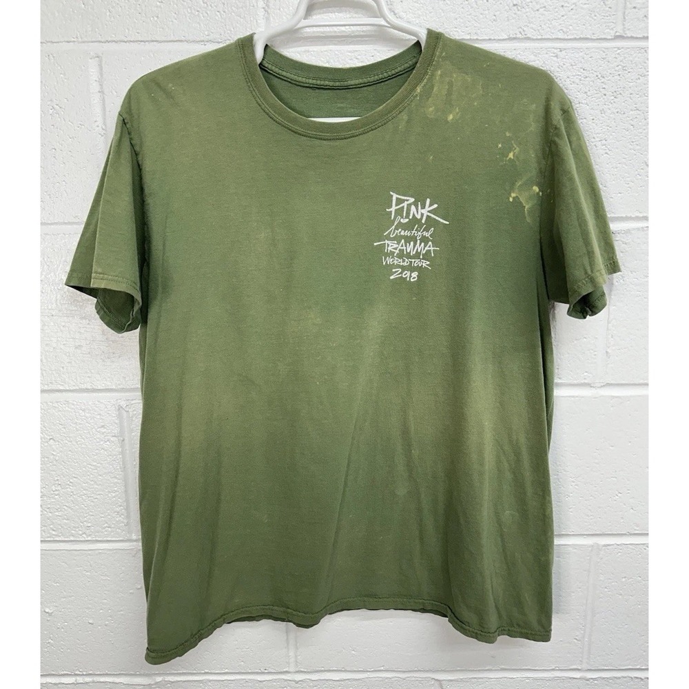 P!nk‎ T-Shirt Green Beautiful Trauma World Tour 2018 Local Crew / Men's XL